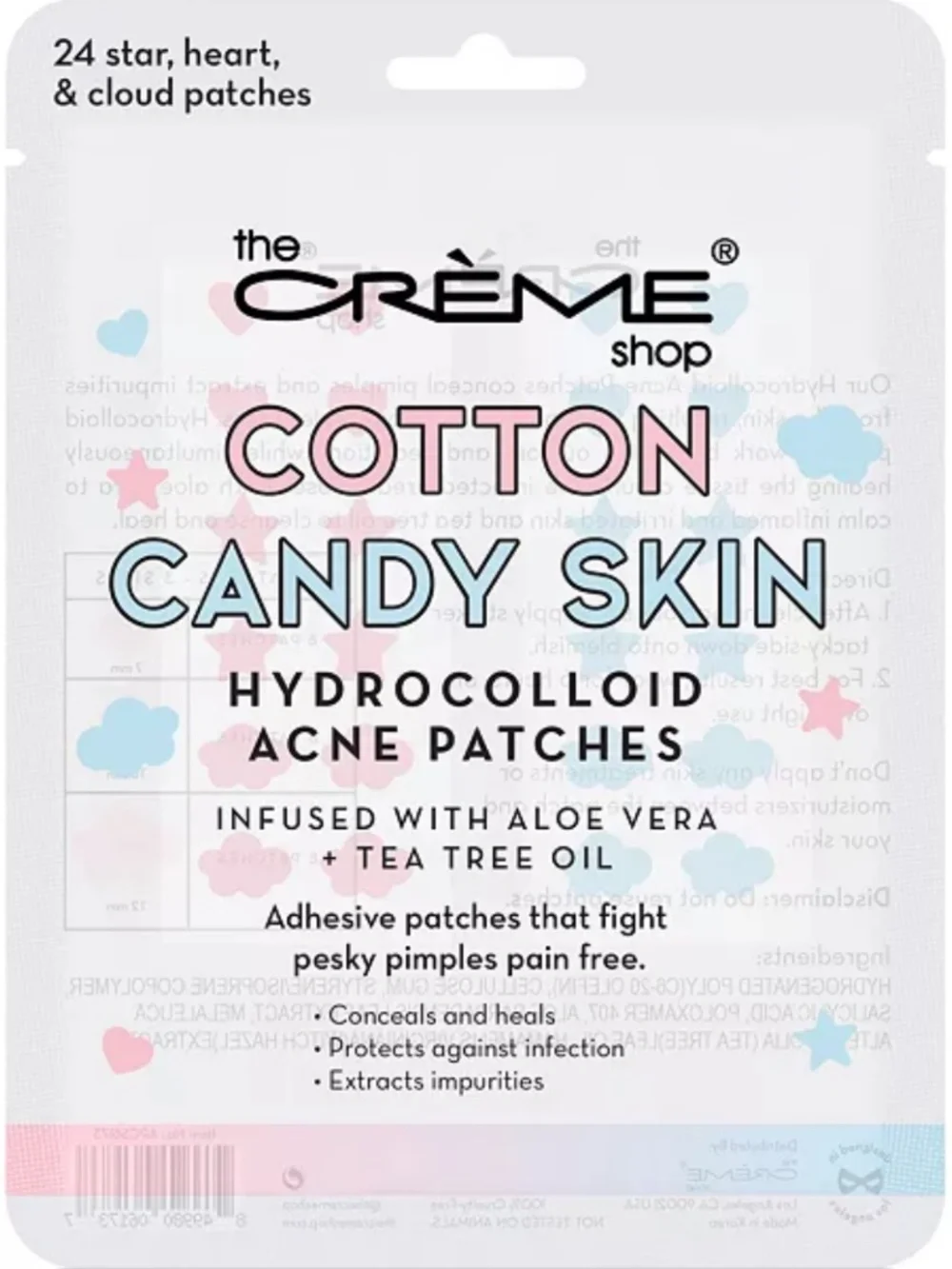 5 pack, 120 patches, The Crème Shop Cotton Candy Skin Hydrocolloid Acne Patches